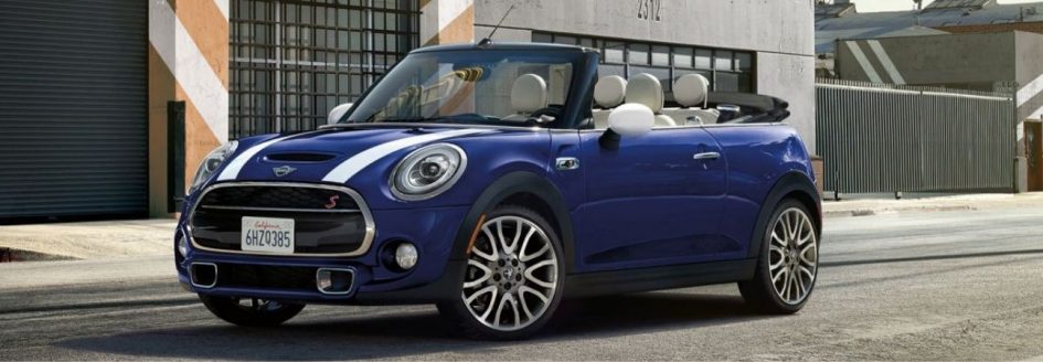 2019 Mini Convertible Madison parked on the street with the top back